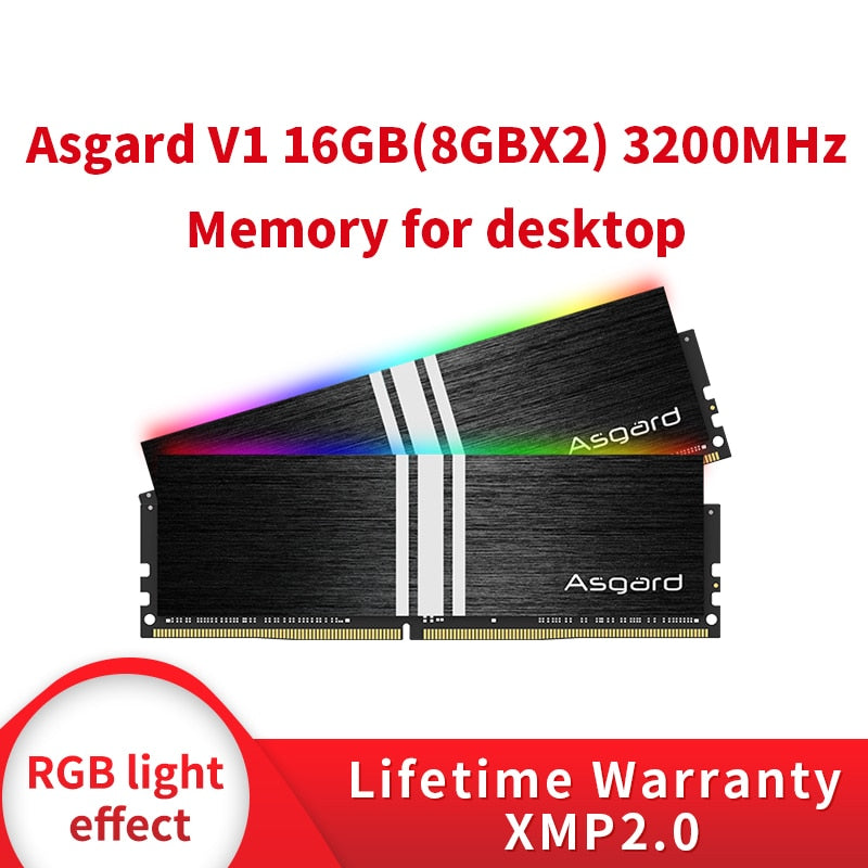 Asgard V1 Black Knight RGB RAM 16gb PC Memory RAM Memoria Computer Desktop DDR4 PC4 8g 16g 3200mHZ 3600Mhz DIMM RGB