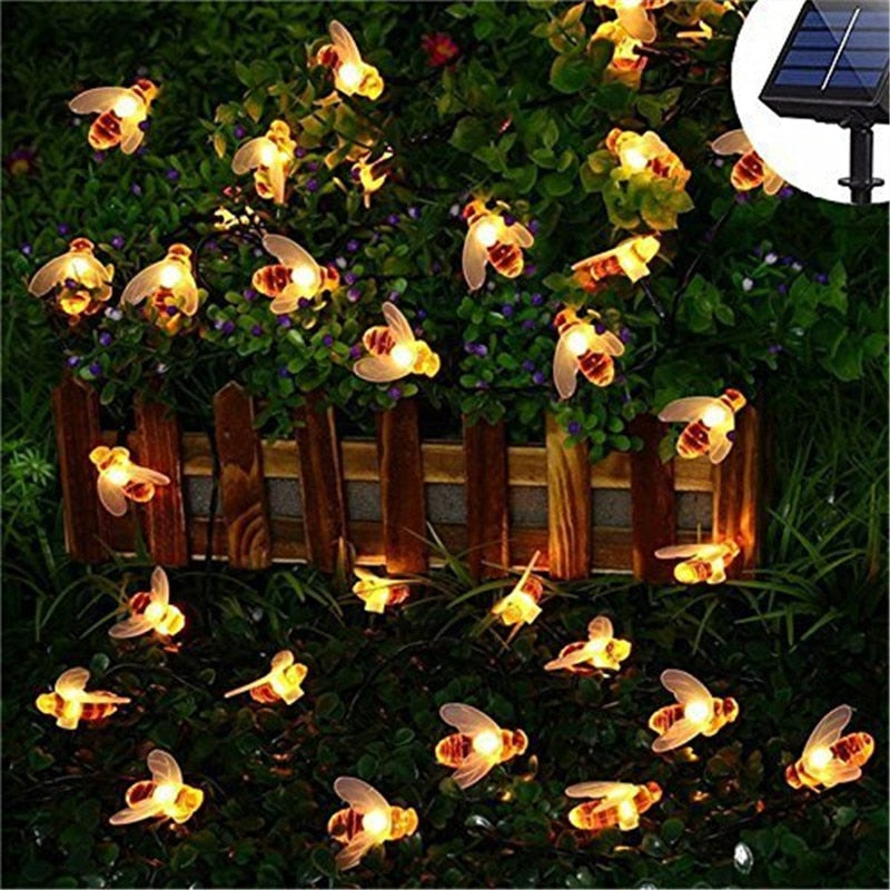 Solar Powered Honey Bee LED String Light