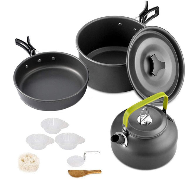 Camping Cookware Set Aluminum Nonstick Portable Outdoor Tableware  Kettle Pot Cookset Cooking Pan Bowl for Hiking BBQ Picnic