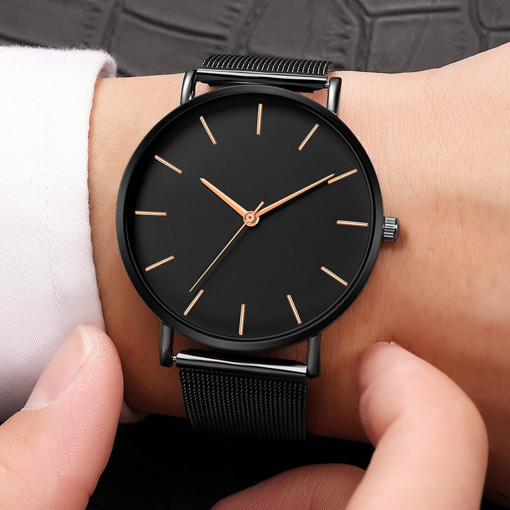 Unisex Stainless Steel Quartz Mesh band Watch