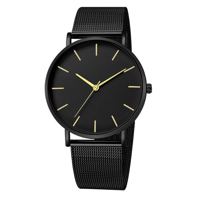 Unisex Stainless Steel Quartz Mesh band Watch