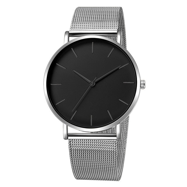 Unisex Stainless Steel Quartz Mesh band Watch