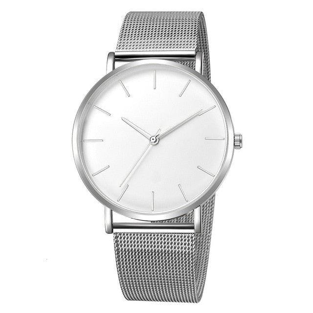 Unisex Stainless Steel Quartz Mesh band Watch