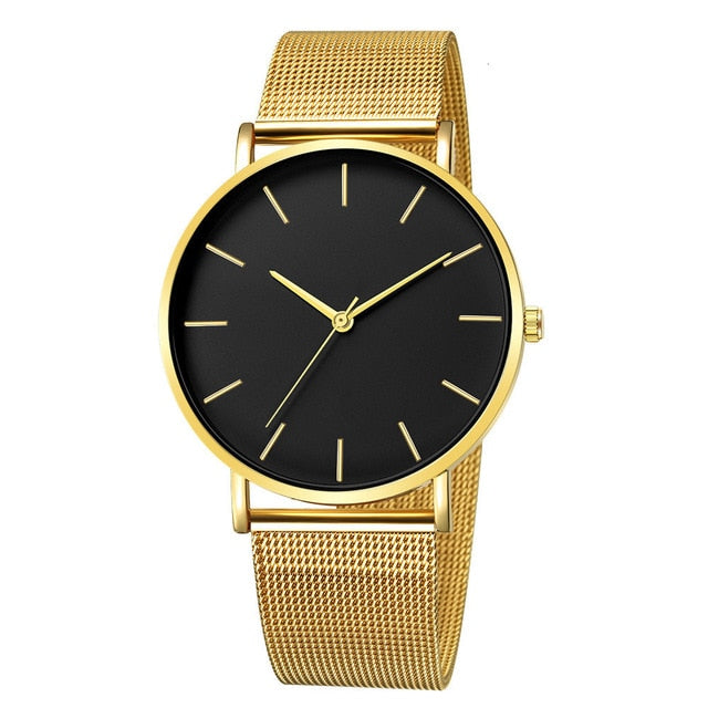 Unisex Stainless Steel Quartz Mesh band Watch