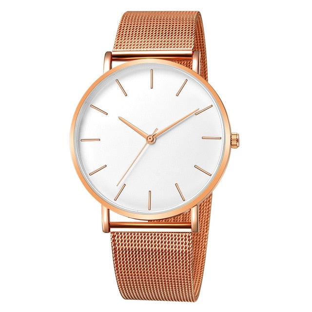 Unisex Stainless Steel Quartz Mesh band Watch