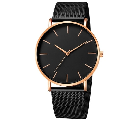 Unisex Stainless Steel Quartz Mesh band Watch