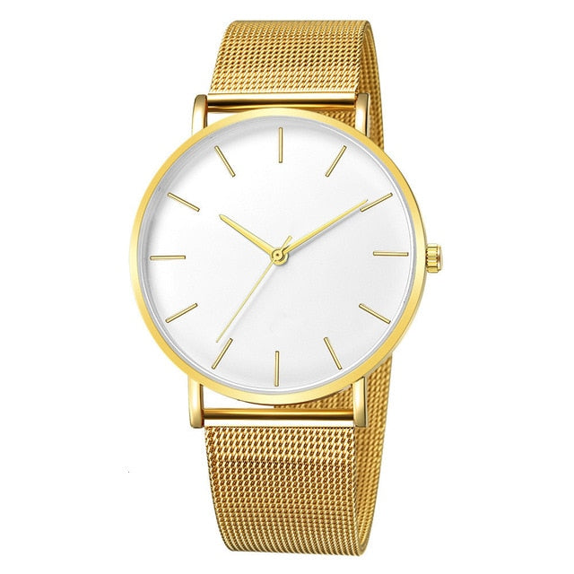 Unisex Stainless Steel Quartz Mesh band Watch