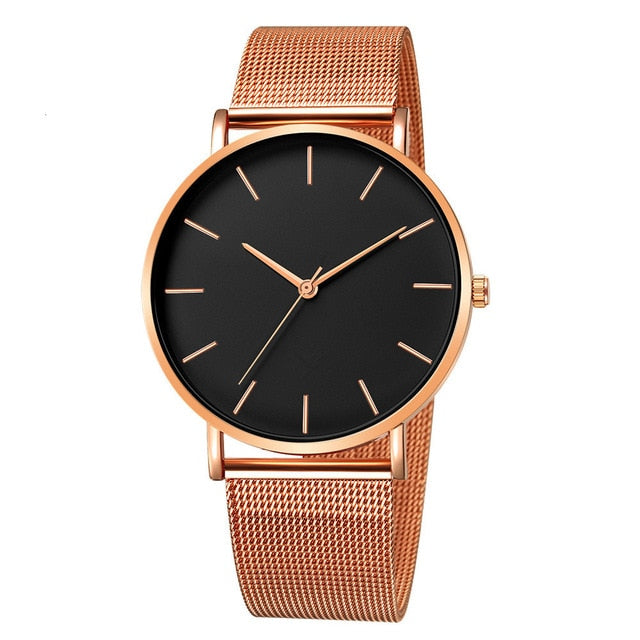 Unisex Stainless Steel Quartz Mesh band Watch