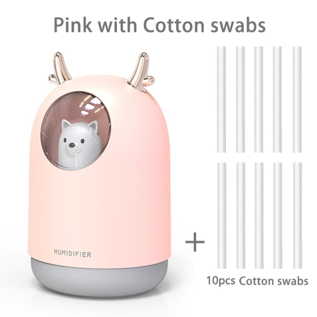 Air Humidifier 300ML Cute Rabbit Ultra-Silent USB Aroma Essential room Car LED Night Lamp  Air Purifier Mist Maker Air Fresher