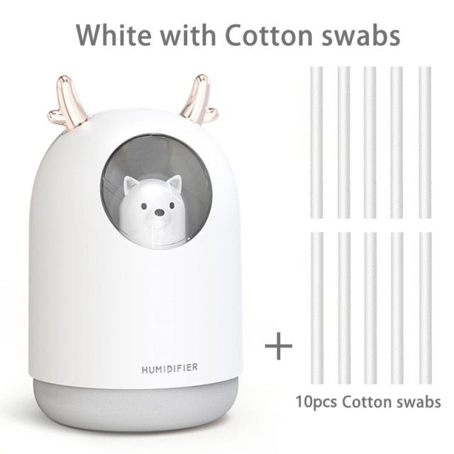 Air Humidifier 300ML Cute Rabbit Ultra-Silent USB Aroma Essential room Car LED Night Lamp  Air Purifier Mist Maker Air Fresher