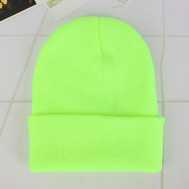 Winter Beanies Knitted Fluorescent Hat