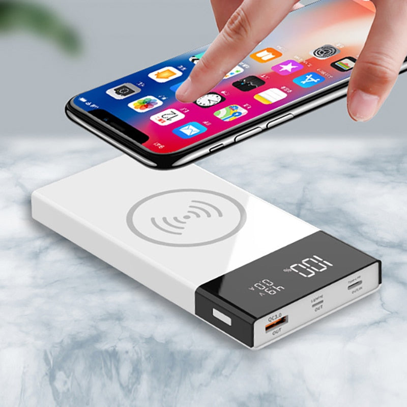 QC 3.0 PD Wireless Charge Power Bank Case Micro Type-C PD Quick Charging Digital Display Powerbank Shell for Mobile Phone