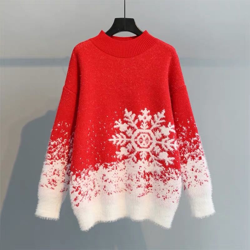 Christmas sweater thick knitted outer dress