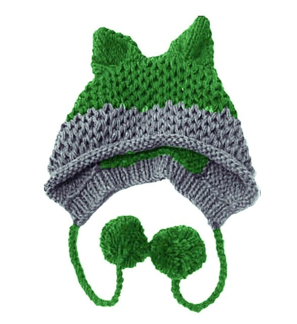 Cute Fox Ears Beanie Winter Warm 100% Handmade Knit Hat