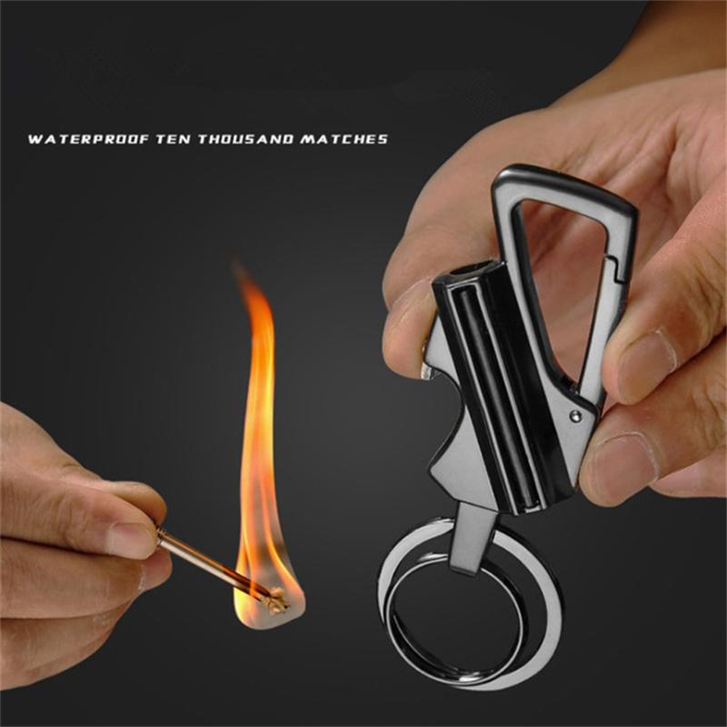 Honest Carabiner Permanent Match Lighter Striker Waterproof Outdoor Survival Tool Keychain Flint