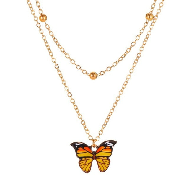 Vintage Multilayer Pendant Butterfly Necklace for Women