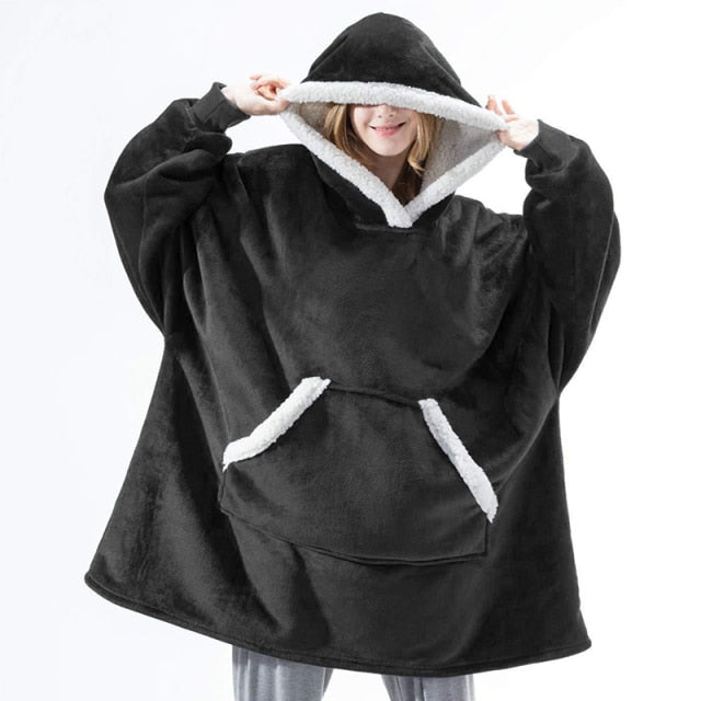 Oversized Hoodies Sweatshirt Women Winter Hoodies Fleece Giant TV Blanket With Sleeves Pullover