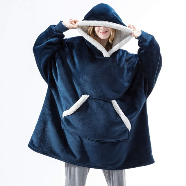 Oversized Hoodies Sweatshirt Women Winter Hoodies Fleece Giant TV Blanket With Sleeves Pullover