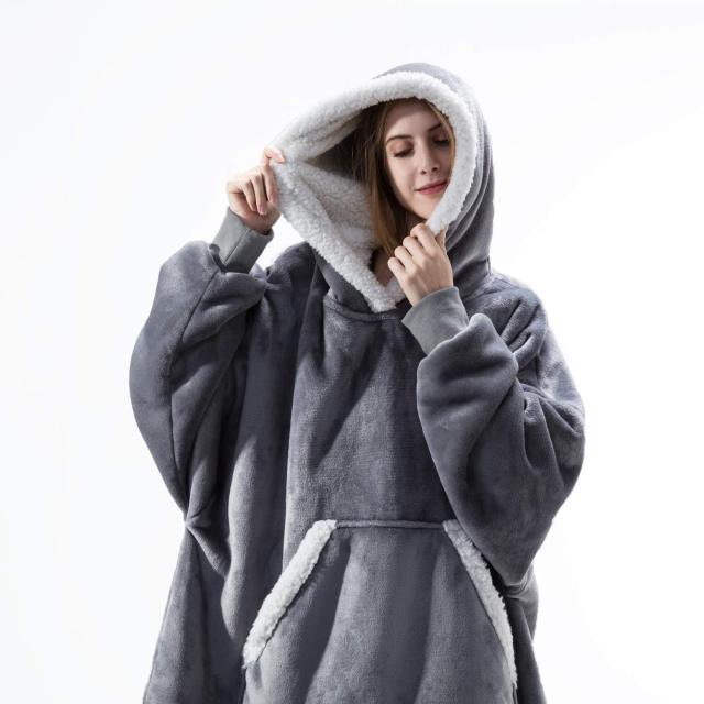 Oversized Hoodies Sweatshirt Women Winter Hoodies Fleece Giant TV Blanket With Sleeves Pullover