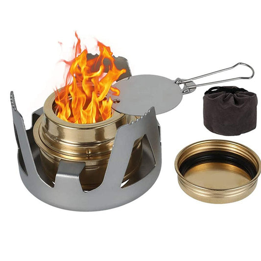 Portable Mini Alcohol Stove Burner Outdoor Ultralight Brass Camping Cooking Stove Outdoor Camping Backpacking Tourist Burner