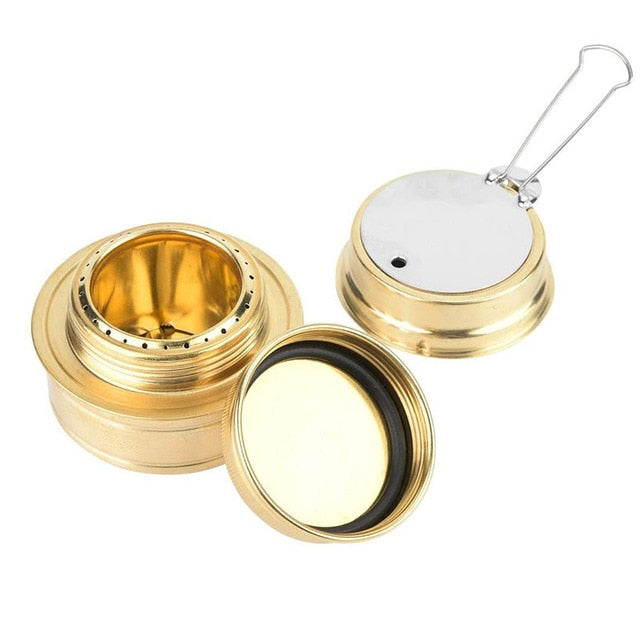 Portable Mini Alcohol Stove Burner Outdoor Ultralight Brass Camping Cooking Stove Outdoor Camping Backpacking Tourist Burner