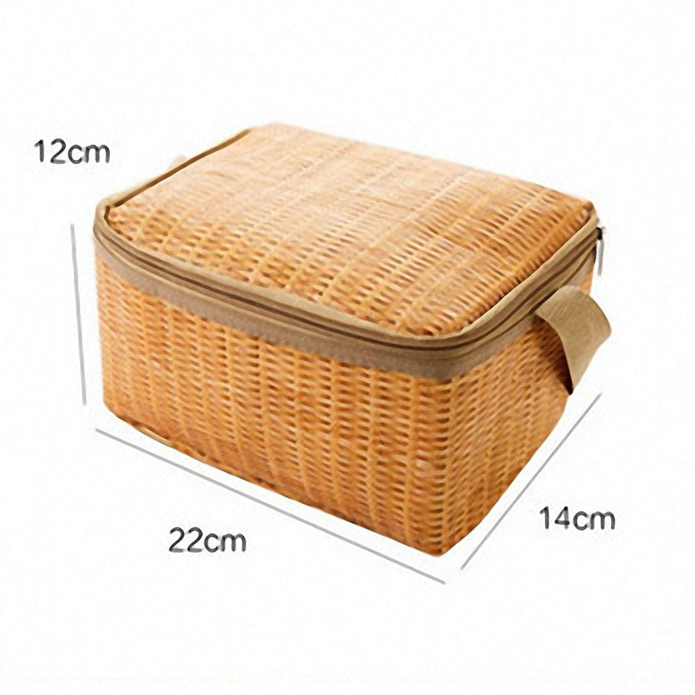 Portable Wicker Rattan Outdoor Waterproof Insulated Thermal Cooler Food Container