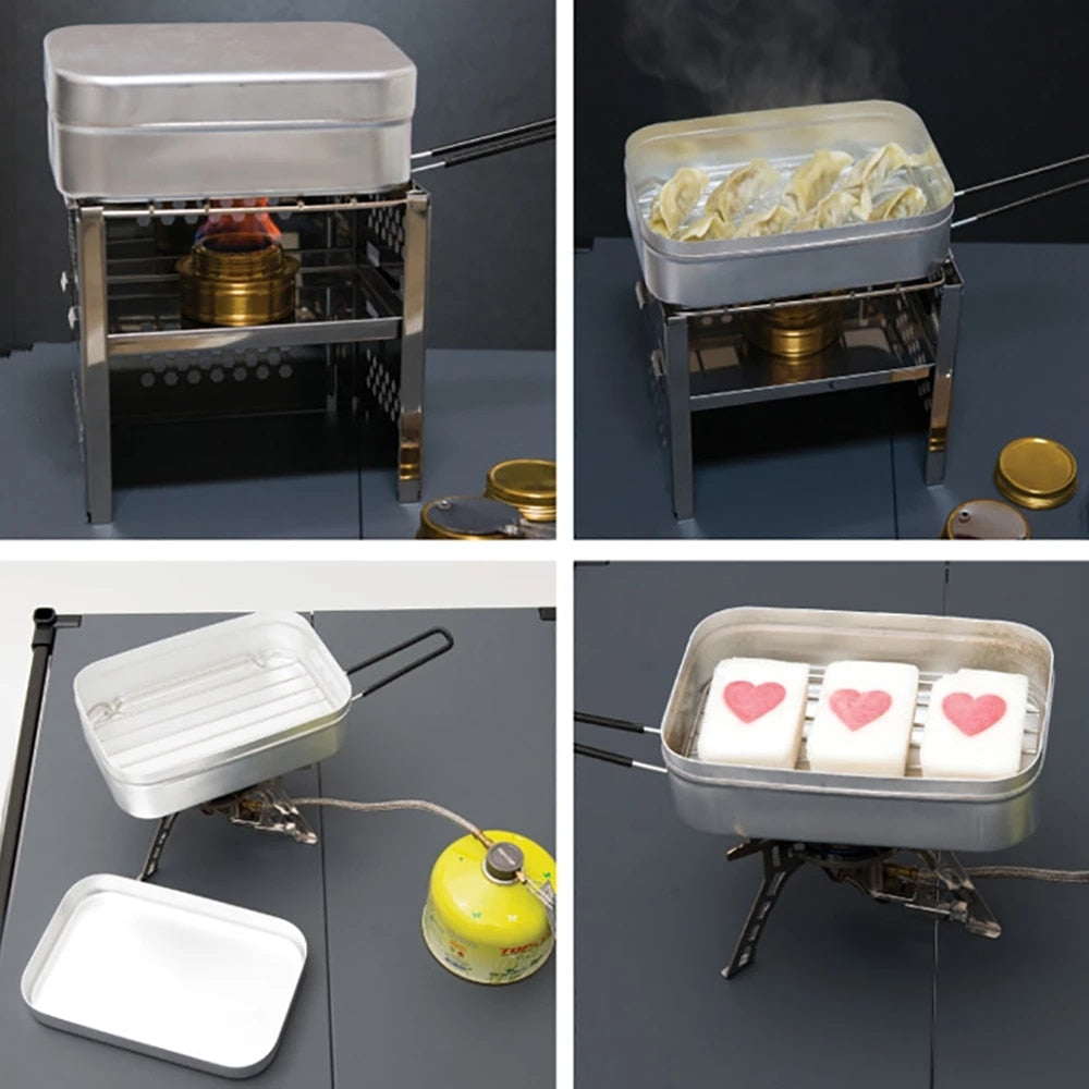 Aluminum Alloy Lunch Box Stainless Picnic Box Ourdoor Dinner Pail Travel Camping food Container