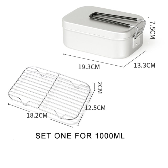 Aluminum Alloy Lunch Box Stainless Picnic Box Ourdoor Dinner Pail Travel Camping food Container