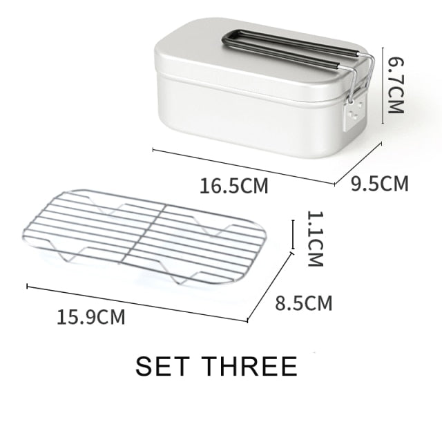 Aluminum Alloy Lunch Box Stainless Picnic Box Ourdoor Dinner Pail Travel Camping food Container