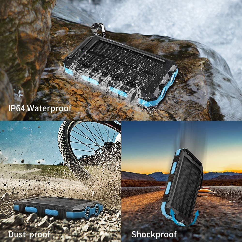 Outdoor Survival Camping Equipment 20000mAh Portable Waterproof Solar Power Charger Bank With LED Flashlights for Adventure Emer