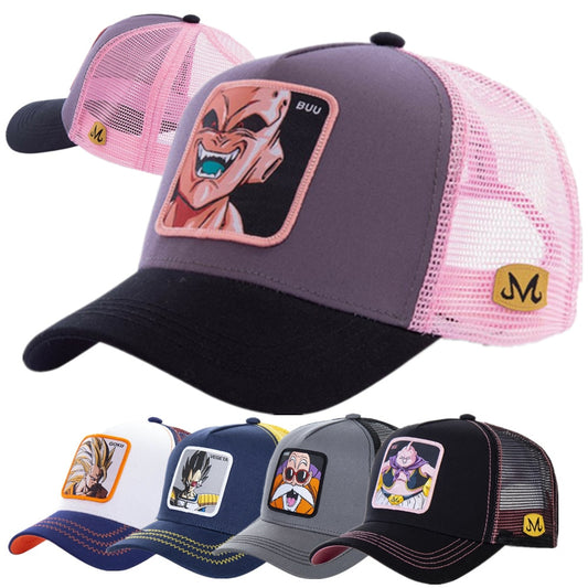 Dragon Ball & Naruto Anime Mesh Cap Hot Style Patch Trucker Hat Curved Brim Baseball Cap