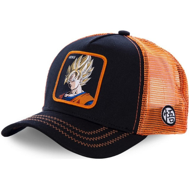 Dragon Ball & Naruto Anime Mesh Cap Hot Style Patch Trucker Hat Curved Brim Baseball Cap