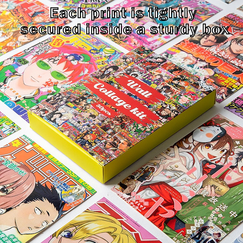 50Pcs Anime Magazine Covers Aesthetic Wall Collage Kit Manga Art Decoration