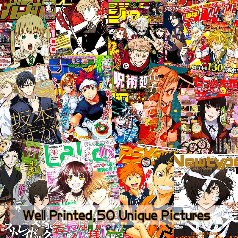 50Pcs Anime Magazine Covers Aesthetic Wall Collage Kit Manga Art Decoration