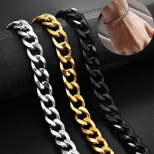 Jiayiqi 3-11 mm Men Bracelet Stainless Steel Curb Cuban Link Chain