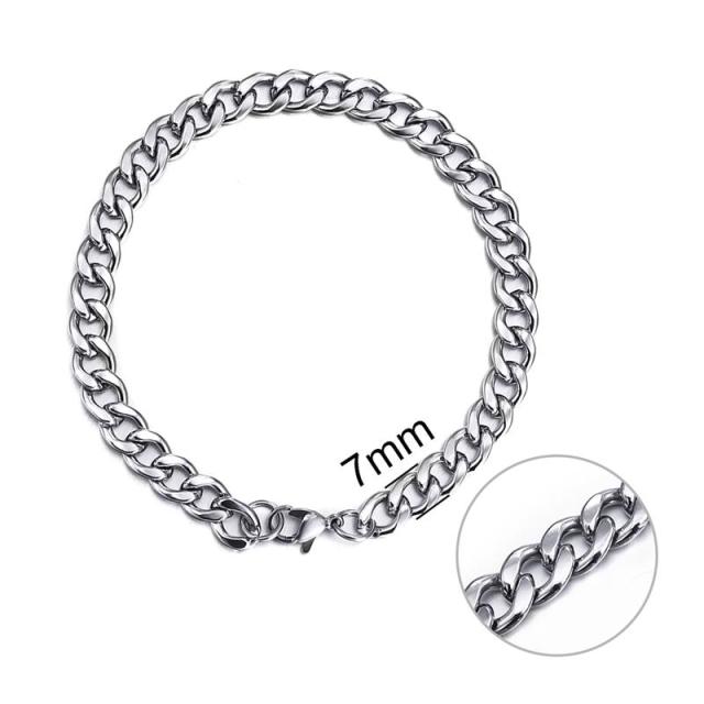 Jiayiqi 3-11 mm Men Bracelet Stainless Steel Curb Cuban Link Chain