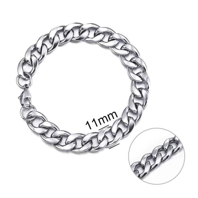 Jiayiqi 3-11 mm Men Bracelet Stainless Steel Curb Cuban Link Chain