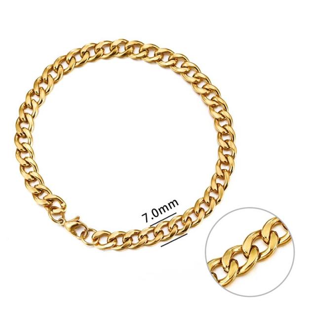 Jiayiqi 3-11 mm Men Bracelet Stainless Steel Curb Cuban Link Chain