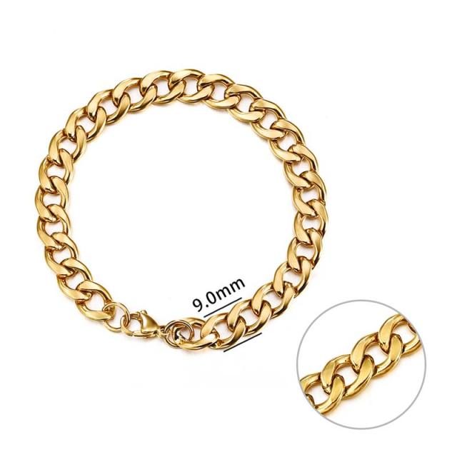 Jiayiqi 3-11 mm Men Bracelet Stainless Steel Curb Cuban Link Chain