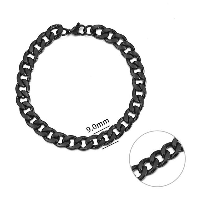 Jiayiqi 3-11 mm Men Bracelet Stainless Steel Curb Cuban Link Chain