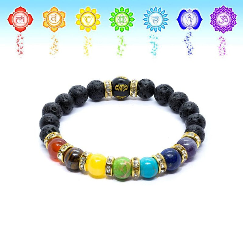 7 Chakra Bracelet with Meaning Card for Men and Women