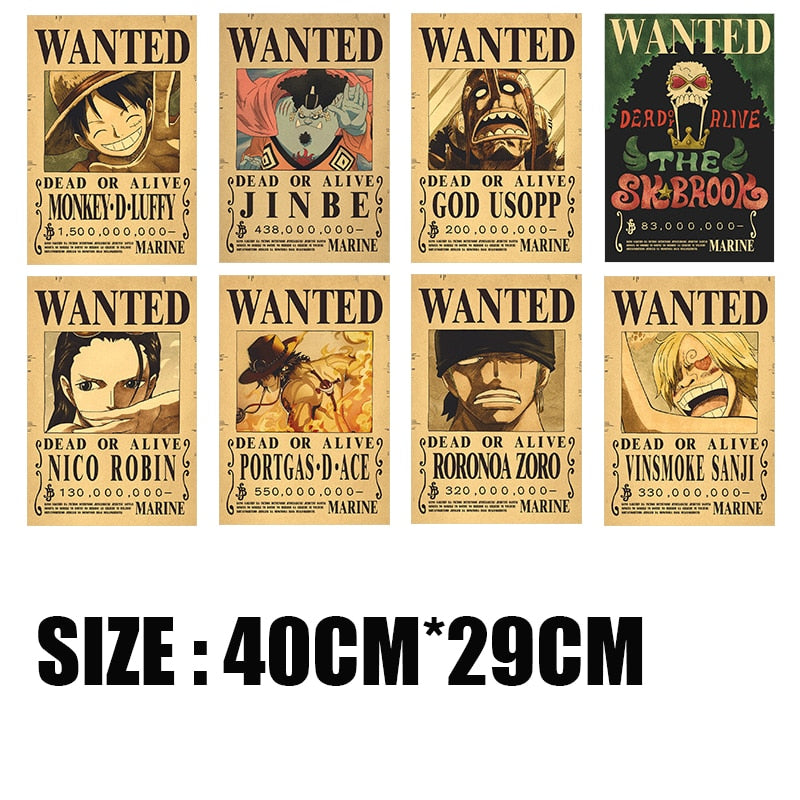 10Pcs/set Anime One Piece Vintage Wanted Posters