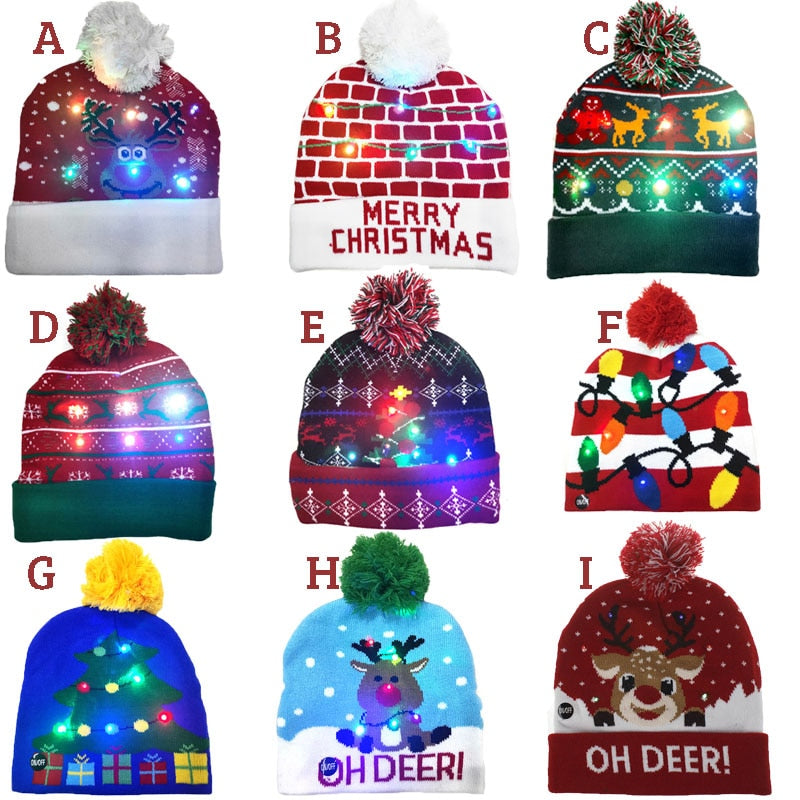 Light up Knit Beanie Cap For Christmass / New Years