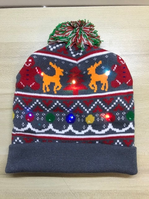 Light up Knit Beanie Cap For Christmass / New Years