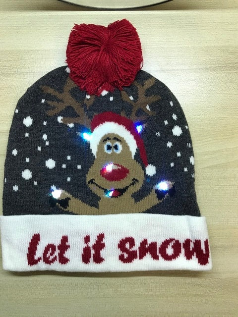 Light up Knit Beanie Cap For Christmass / New Years