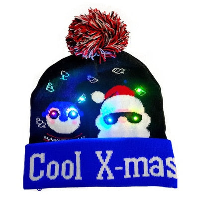 Light up Knit Beanie Cap For Christmass / New Years