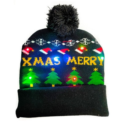 Light up Knit Beanie Cap For Christmass / New Years