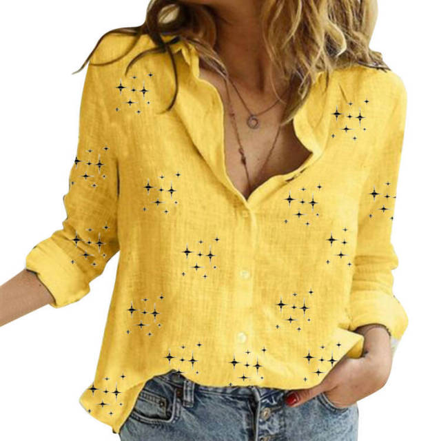 Womens Casual Long Sleeve Bird Print Shirt