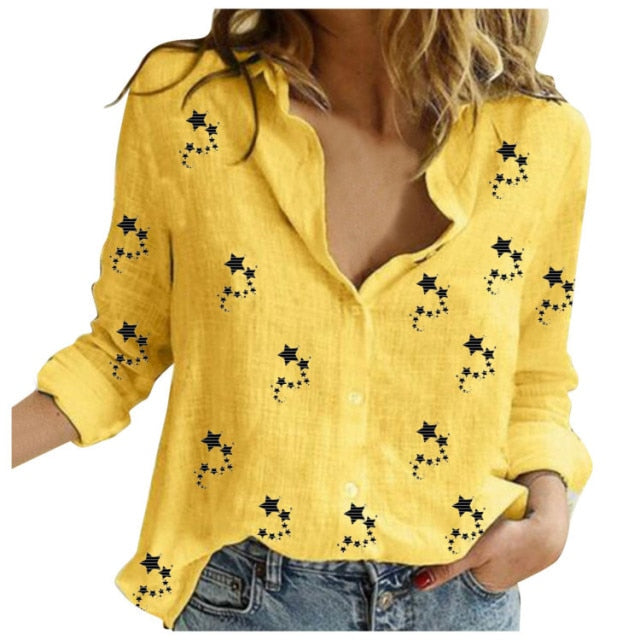 Womens Casual Long Sleeve Bird Print Shirt