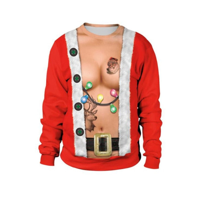 Men Women Ugly Christmas Sweater Pullover Crew Neck